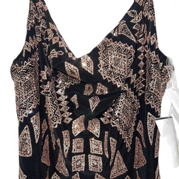 JUMP Apparel for Macy's Black & Gold Glitter Bodycon Sheath Dress Juniors sz 1/2 - Picture 7 of 9